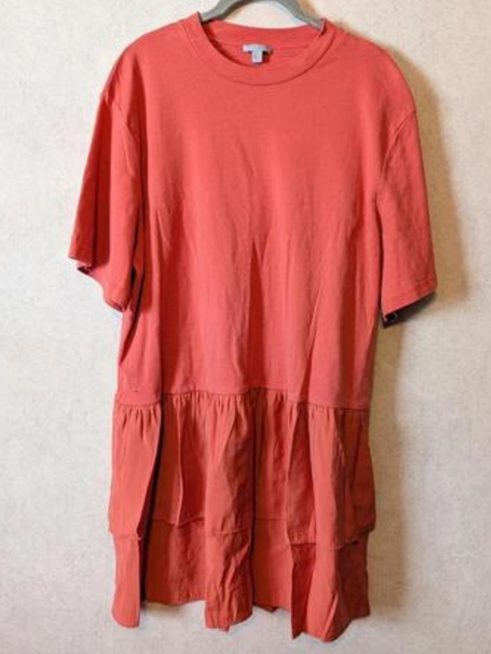 COS burnt orange tiered short sleeve dress sz S